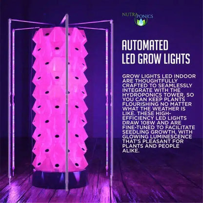 Nutraponics Indoor Hydroponic Growing System – Tower Garden with LED Grow Lights – 80 Pots | Indoor Garden System