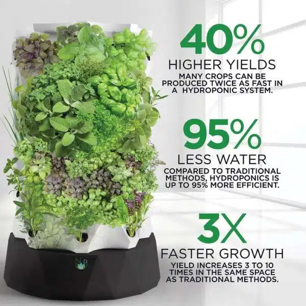 Nutraponics Indoor Hydroponic Growing System – Tower Garden with LED Grow Lights – 80 Pots | Indoor Garden System