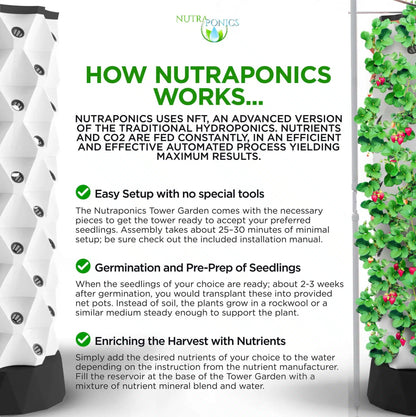 Nutraponics Indoor Hydroponic Growing System – Tower Garden with LED Grow Lights – 80 Pots | Indoor Garden System