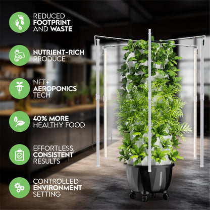 Nutraponics Indoor Hydroponic Growing System – Pro Tower Garden with LED Grow Lights