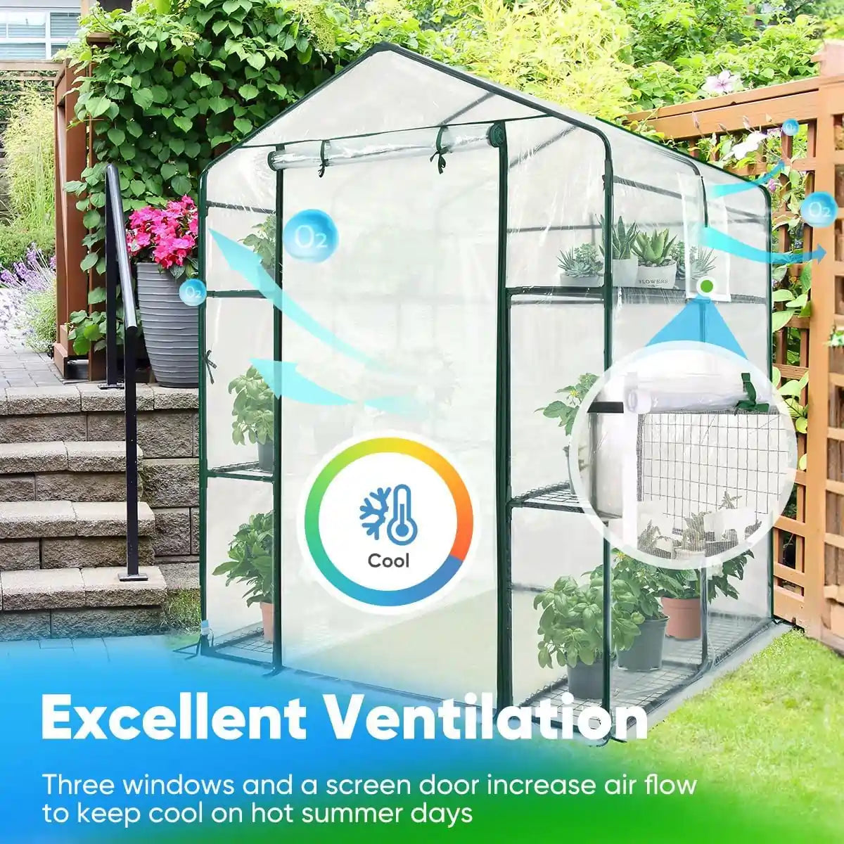 Quictent 56"x56"x77" Walk-in Greenhouse