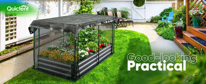 Quictent Galvanized Raised Garden Bed with Net