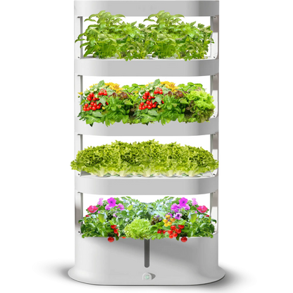 Nutraponics Hydroponic Tower Garden with Automated LED Lights Remote Controlled & Automated Setup