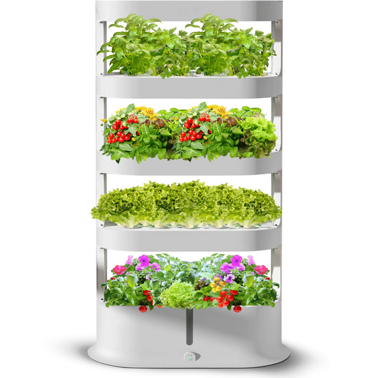 Nutraponics Hydroponic Tower Garden with Automated LED Lights Remote Controlled & Automated Setup