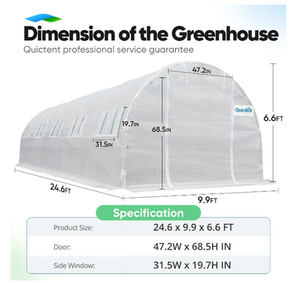 Quictent 25' x 10' x 6.6' Heavy Duty Large Greenhouse