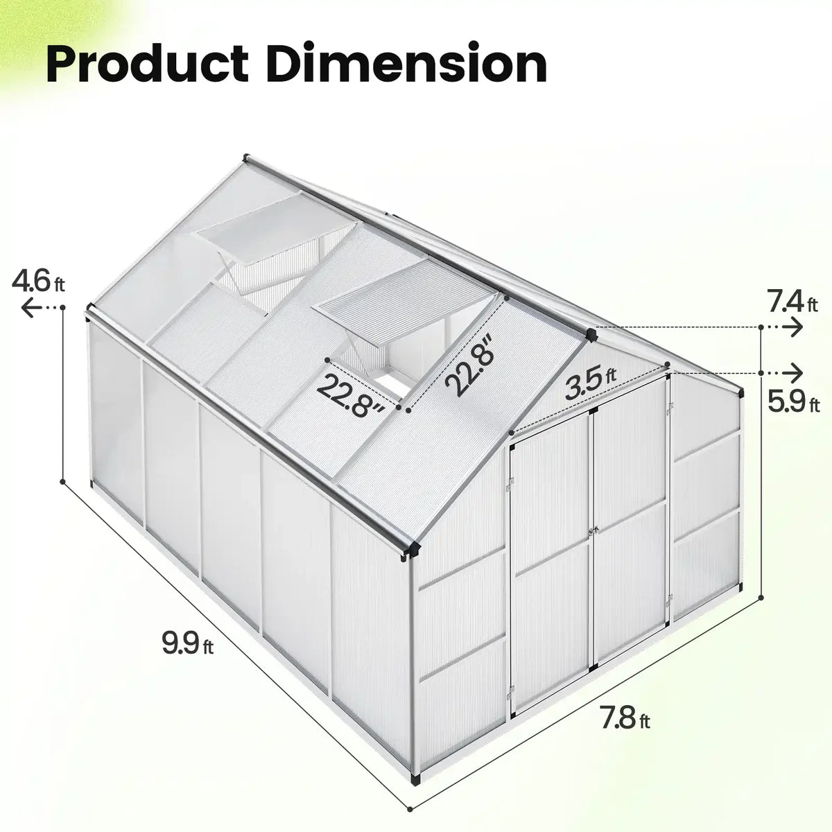 KING BIRD Walk-in Polycarbonate Greenhouse