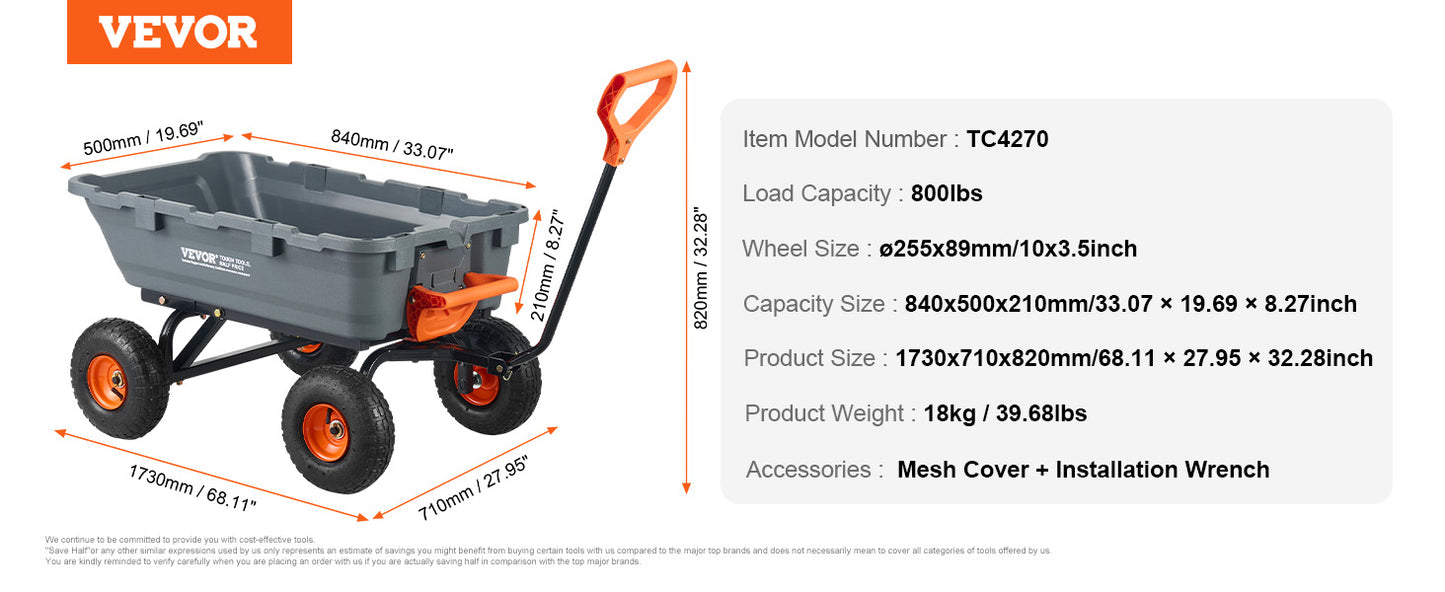 VEVOR Poly Garden Dump Cart