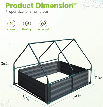 Quictent 4' x 3' x 1' Galvanized Raised Bed with Cover