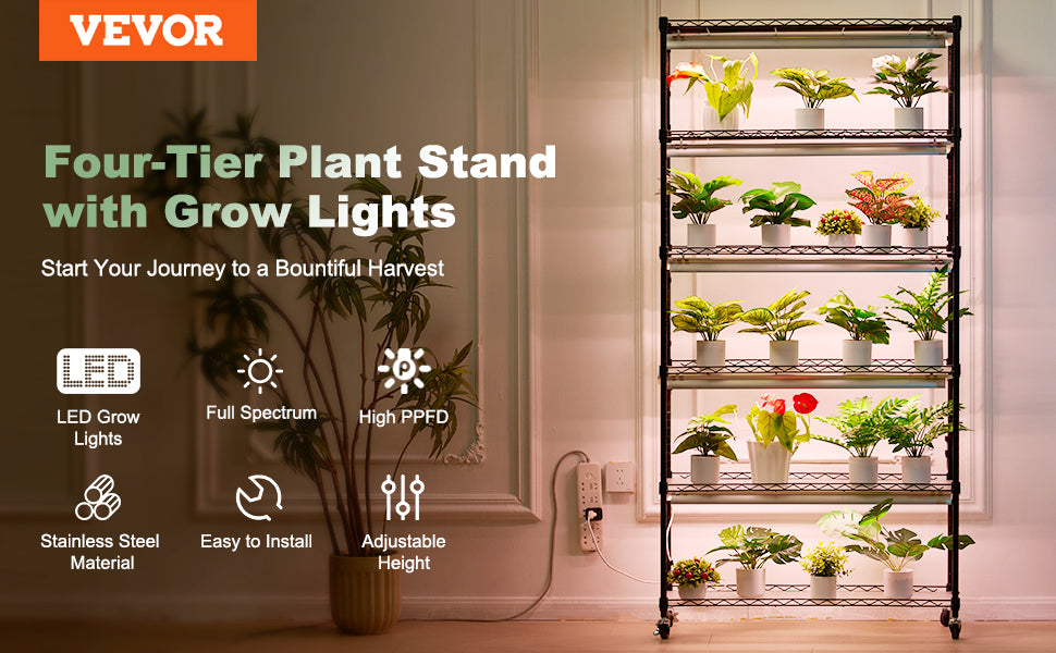 VEVOR 6-Tier Plant Stand with Grow Lights