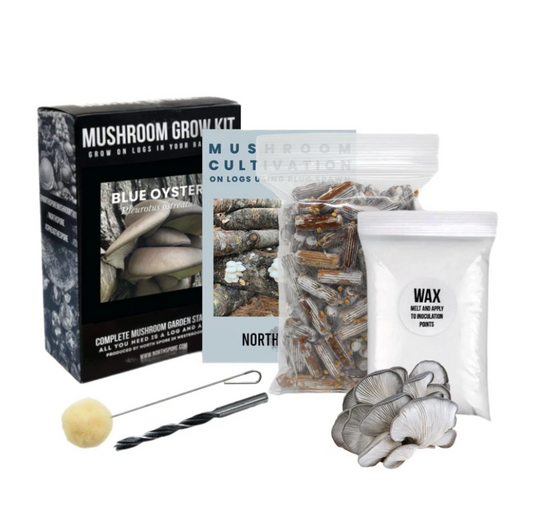 North Spore Organic Blue Oyster Mushroom Outdoor Log Growing Kit