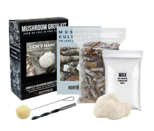 North Spore Organic Lion's Main Mushroom Outdoor Log Growing Kit