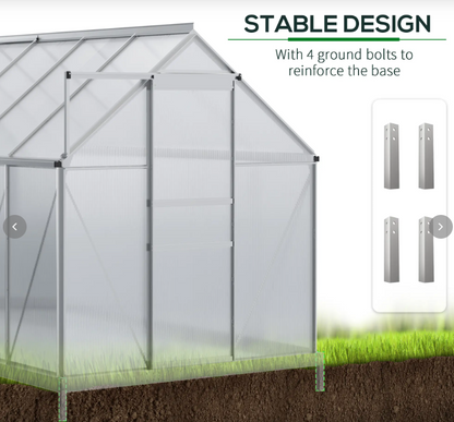 Outsunny 12' x 6' x 6.5' Polycarbonate Greenhouse with Aluminum Frame