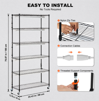 VEVOR 6-Tier Plant Stand with Grow Lights