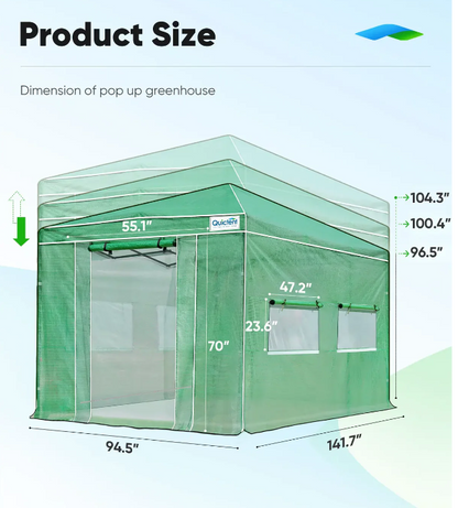 Quictent Pop Up Portable Walk-in Greenhouse