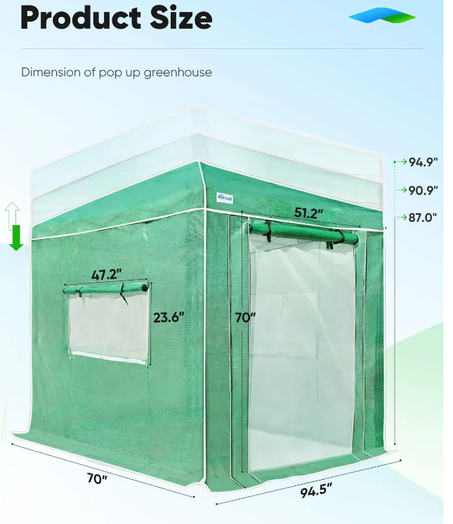 Quictent Pop Up Portable Walk-in Greenhouse