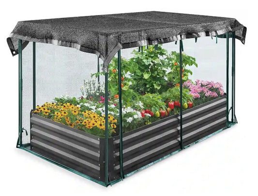 Quictent Galvanized Raised Garden Bed with Net