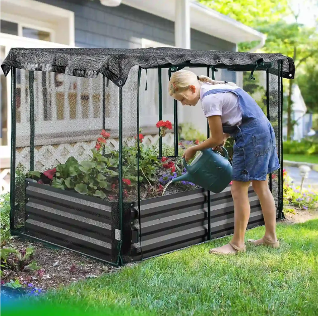 Quictent Galvanized Raised Garden Bed with Net