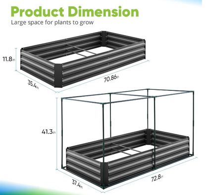 Quictent Galvanized Raised Garden Bed with Net