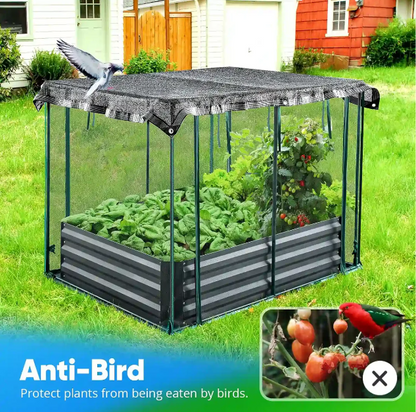 Quictent Galvanized Raised Garden Bed with Net