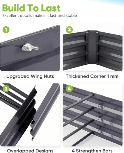 Quictent Galvanized Raised Garden Bed with Net