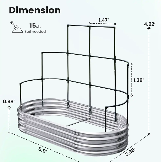 KING BIRD Raised Garden Bed with Wall Trellis