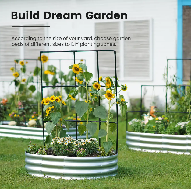 KING BIRD Raised Garden Bed with Wall Trellis