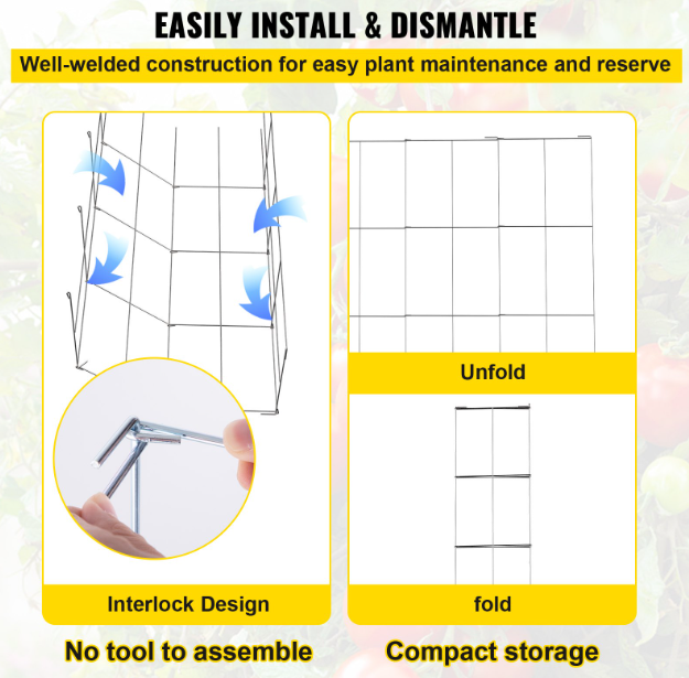 VEVOR Tomato Cages (5-Pack) 11.8" x 11.8" x 46.1"