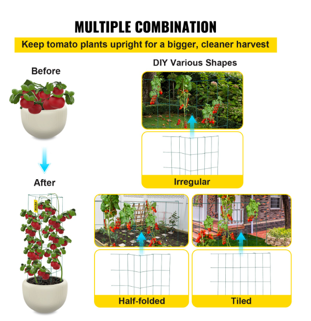 VEVOR Tomato Cages (6-Pack) 14.6" x 14.6" x 39.4"