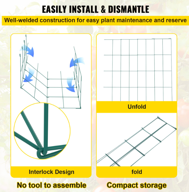 VEVOR Tomato Cages (6-Pack) 14.6" x 14.6" x 39.4"