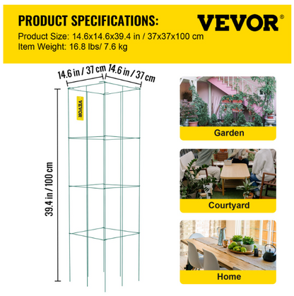 VEVOR Tomato Cages (6-Pack) 14.6" x 14.6" x 39.4"