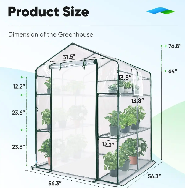 Quictent 56"x56"x77" Walk-in Greenhouse